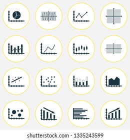 Set of graphs, diagrams and statistics icons. Premium quality symbol collection. Icons can be used for web, app and UI design.