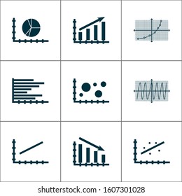 Set of graphs, diagrams and statistics icons. Premium quality symbol collection. Icons can be used for web, app and UI design.