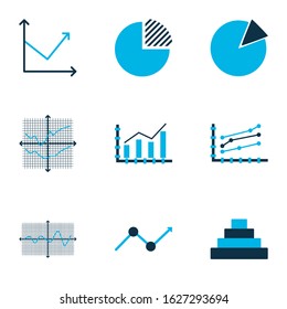 Set of graphs, diagrams and statistics icons. Premium quality symbol collection. Icons can be used for web, app and UI design.