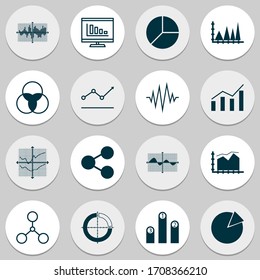Set of graphs, diagrams and statistics icons. Premium quality symbol collection. Icons can be used for web, app and UI design.