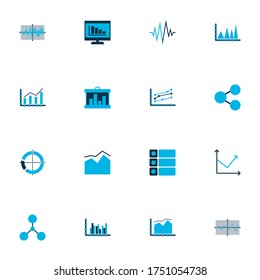 Satz von Graphen, Diagrammen und Statistik-Symbolen. Kollektion von hochwertigen Symbolen. Symbole können für das Web-, App- und UI-Design verwendet werden.