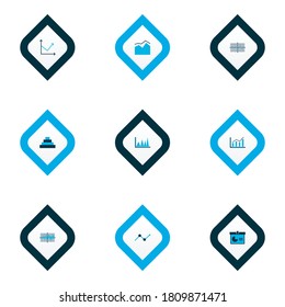 Conjunto de gráficos, diagramas e iconos de estadísticas. Colección de símbolos de calidad superior. Los iconos se pueden utilizar para el diseño de web, aplicación e interfaz de usuario.