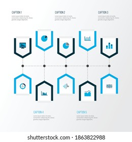 Conjunto de gráficos, diagramas e iconos de estadísticas. Colección de símbolos de calidad superior. Los iconos se pueden utilizar para el diseño de web, aplicación e interfaz de usuario.
