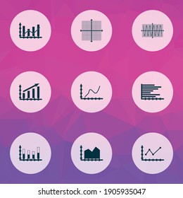 Set of graphs, diagrams and statistics icons. Premium quality symbol collection. Icons can be used for web, app and UI design.
