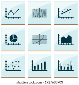 Conjunto de gráficos, diagramas e iconos de estadísticas. Colección de símbolos de calidad superior. Los iconos se pueden utilizar para el diseño de web, aplicación e interfaz de usuario.