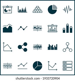 Set of graphs, diagrams and statistics icons. Premium quality symbol collection. Icons can be used for web, app and UI design.