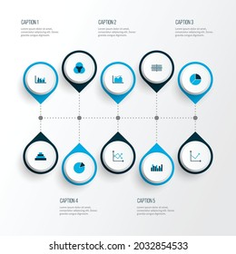 Conjunto de gráficos, diagramas e iconos de estadísticas. Colección de símbolos de calidad superior. Los iconos se pueden utilizar para el diseño de web, aplicación e interfaz de usuario.