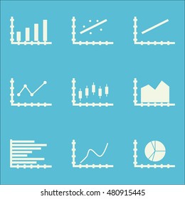 Set Of Graphs, Diagrams And Statistics Icons. Premium Quality Symbol Collection. Icons Can Be Used For Web, App And UI Design. Vector Illustration, EPS10.