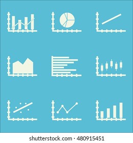 Set Of Graphs, Diagrams And Statistics Icons. Premium Quality Symbol Collection. Icons Can Be Used For Web, App And UI Design. Vector Illustration, EPS10.