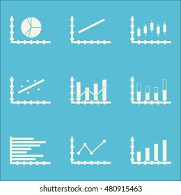 Set Of Graphs, Diagrams And Statistics Icons. Premium Quality Symbol Collection. Icons Can Be Used For Web, App And UI Design. Vector Illustration, EPS10.