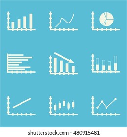 Set Of Graphs, Diagrams And Statistics Icons. Premium Quality Symbol Collection. Icons Can Be Used For Web, App And UI Design. Vector Illustration, EPS10.