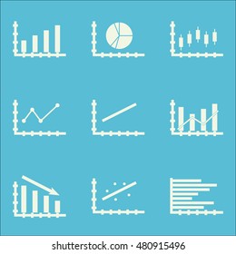 Set Of Graphs, Diagrams And Statistics Icons. Premium Quality Symbol Collection. Icons Can Be Used For Web, App And UI Design. Vector Illustration, EPS10.