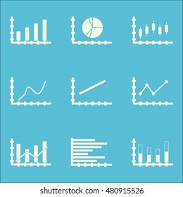 Set Of Graphs, Diagrams And Statistics Icons. Premium Quality Symbol Collection. Icons Can Be Used For Web, App And UI Design. Vector Illustration, EPS10.