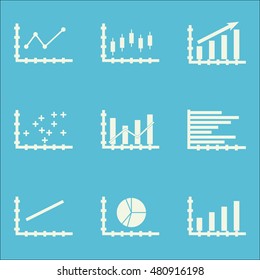 Set Of Graphs, Diagrams And Statistics Icons. Premium Quality Symbol Collection. Icons Can Be Used For Web, App And GUI Design. Vector Illustration, EPS10.
