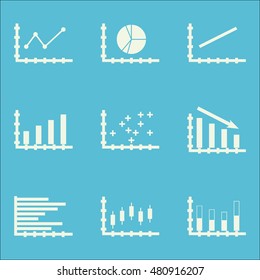 Set Of Graphs, Diagrams And Statistics Icons. Premium Quality Symbol Collection. Icons Can Be Used For Web, App And GUI Design. Vector Illustration, EPS10.