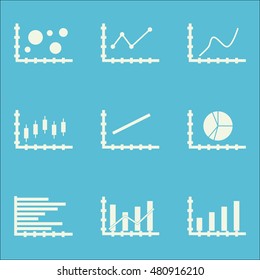 Set Of Graphs, Diagrams And Statistics Icons. Premium Quality Symbol Collection. Icons Can Be Used For Web, App And GUI Design. Vector Illustration, EPS10.