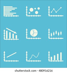 Set Of Graphs, Diagrams And Statistics Icons. Premium Quality Symbol Collection. Icons Can Be Used For Web, App And GUI Design. Vector Illustration, EPS10.