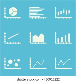Set Of Graphs, Diagrams And Statistics Icons. Premium Quality Symbol Collection. Icons Can Be Used For Web, App And GUI Design. Vector Illustration, EPS10.