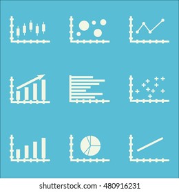 Set Of Graphs, Diagrams And Statistics Icons. Premium Quality Symbol Collection. Icons Can Be Used For Web, App And GUI Design. Vector Illustration, EPS10.
