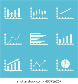 Set Of Graphs, Diagrams And Statistics Icons. Premium Quality Symbol Collection. Icons Can Be Used For Web, App And GUI Design. Vector Illustration, EPS10.