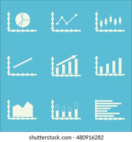 Set Of Graphs, Diagrams And Statistics Icons. Premium Quality Symbol Collection. Icons Can Be Used For Web, App And GUI Design. Vector Illustration, EPS10.