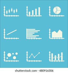 Set Of Graphs, Diagrams And Statistics Icons. Premium Quality Symbol Collection. Icons Can Be Used For Web, App And GUI Design. Vector Illustration, EPS10.