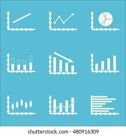 Set Of Graphs, Diagrams And Statistics Icons. Premium Quality Symbol Collection. Icons Can Be Used For Web, App And GUI Design. Vector Illustration, EPS10.