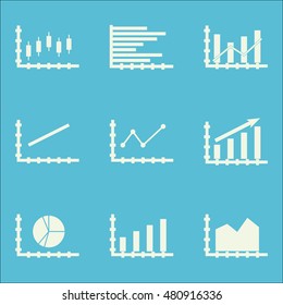 Set Of Graphs, Diagrams And Statistics Icons. Premium Quality Symbol Collection. Icons Can Be Used For Web, App And GUI Design. Vector Illustration, EPS10.