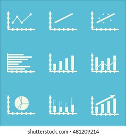 Set Of Graphs, Diagrams And Statistics Icons. Premium Quality Symbol Collection. Icons Can Be Used For Web, App And GUI Design. Vector Illustration, EPS10.