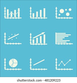 Set Of Graphs, Diagrams And Statistics Icons. Premium Quality Symbol Collection. Icons Can Be Used For Web, App And GUI Design. Vector Illustration, EPS10.