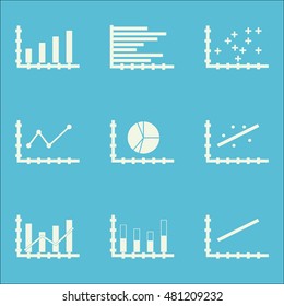 Set Of Graphs, Diagrams And Statistics Icons. Premium Quality Symbol Collection. Icons Can Be Used For Web, App And GUI Design. Vector Illustration, EPS10.