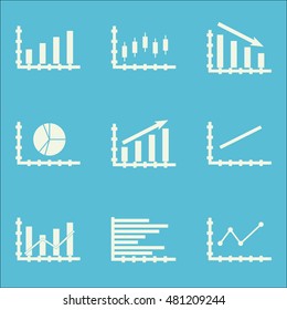Set Of Graphs, Diagrams And Statistics Icons. Premium Quality Symbol Collection. Icons Can Be Used For Web, App And GUI Design. Vector Illustration, EPS10.