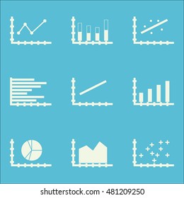 Set Of Graphs, Diagrams And Statistics Icons. Premium Quality Symbol Collection. Icons Can Be Used For Web, App And GUI Design. Vector Illustration, EPS10.