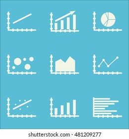 Set Of Graphs, Diagrams And Statistics Icons. Premium Quality Symbol Collection. Icons Can Be Used For Web, App And GUI Design. Vector Illustration, EPS10.