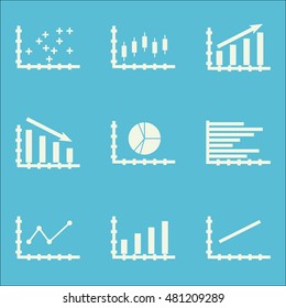 Set Of Graphs, Diagrams And Statistics Icons. Premium Quality Symbol Collection. Icons Can Be Used For Web, App And GUI Design. Vector Illustration, EPS10.