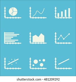 Set Of Graphs, Diagrams And Statistics Icons. Premium Quality Symbol Collection. Icons Can Be Used For Web, App And GUI Design. Vector Illustration, EPS10.