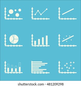 Set Of Graphs, Diagrams And Statistics Icons. Premium Quality Symbol Collection. Icons Can Be Used For Web, App And GUI Design. Vector Illustration, EPS10.