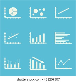 Set Of Graphs, Diagrams And Statistics Icons. Premium Quality Symbol Collection. Icons Can Be Used For Web, App And GUI Design. Vector Illustration, EPS10.