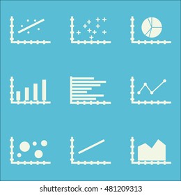 Set Of Graphs, Diagrams And Statistics Icons. Premium Quality Symbol Collection. Icons Can Be Used For Web, App And GUI Design. Vector Illustration, EPS10.