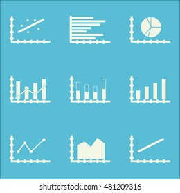 Set Of Graphs, Diagrams And Statistics Icons. Premium Quality Symbol Collection. Icons Can Be Used For Web, App And GUI Design. Vector Illustration, EPS10.