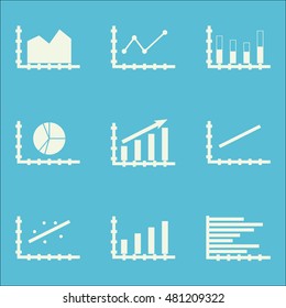 Set Of Graphs, Diagrams And Statistics Icons. Premium Quality Symbol Collection. Icons Can Be Used For Web, App And GUI Design. Vector Illustration, EPS10.