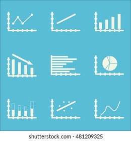 Set Of Graphs, Diagrams And Statistics Icons. Premium Quality Symbol Collection. Icons Can Be Used For Web, App And GUI Design. Vector Illustration, EPS10.