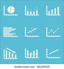 Set Of Graphs, Diagrams And Statistics Icons. Premium Quality Symbol Collection. Icons Can Be Used For Web, App And GUI Design. Vector Illustration, EPS10.