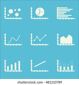 Set Of Graphs, Diagrams And Statistics Icons. Premium Quality Symbol Collection. Icons Can Be Used For Web, App And GUI Design. Vector Illustration, EPS10.