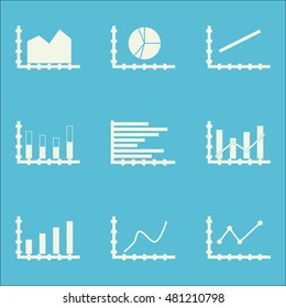 Set Of Graphs, Diagrams And Statistics Icons. Premium Quality Symbol Collection. Icons Can Be Used For Web, App And GUI Design. Vector Illustration, EPS10.