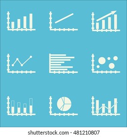 Set Of Graphs, Diagrams And Statistics Icons. Premium Quality Symbol Collection. Icons Can Be Used For Web, App And GUI Design. Vector Illustration, EPS10.