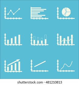 Set Of Graphs, Diagrams And Statistics Icons. Premium Quality Symbol Collection. Icons Can Be Used For Web, App And GUI Design. Vector Illustration, EPS10.
