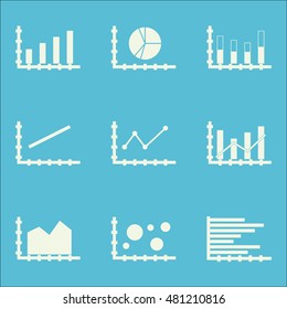 Set Of Graphs, Diagrams And Statistics Icons. Premium Quality Symbol Collection. Icons Can Be Used For Web, App And GUI Design. Vector Illustration, EPS10.