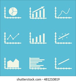Set Of Graphs, Diagrams And Statistics Icons. Premium Quality Symbol Collection. Icons Can Be Used For Web, App And GUI Design. Vector Illustration, EPS10.