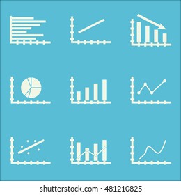 Set Of Graphs, Diagrams And Statistics Icons. Premium Quality Symbol Collection. Icons Can Be Used For Web, App And GUI Design. Vector Illustration, EPS10.
